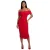 Biba Midi-jurk voor dames met ruches en blote schouders, strakke pasvorm (Rood)