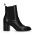 Manfield – Dames – Zwarte leren enkellaarsjes met hak –