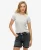Superdry Vrouwen Essential Geribd T-shirt met Logo Lichtgrijs