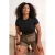 Trendyol Curve Dames Zwart Effen Kort Getailleerd Grote maten Blouses