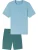SCHIESSER Pyjama kort ‘Casual Essentials’  lichtblauw / petrol