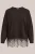 WE Fashion – Dames fijngebreide trui met kant van wolmix – Curve – Regular fit – Donkerbruin –  Plus Size