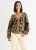Camel gebreid kort vest met dierenprint