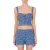 Moschino Crop Top In Denim Allover Logo Blue
