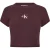 Calvin Klein Gestreepte crop-top met enkel logo voor dames (Mokka Bruin)