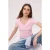 TRENDYOLMİLLA Dames Roze Effen Kort Getailleerd T-shirts
