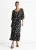 Zwarte viscose maxi-jurk met geknipte ballonmouwen