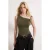 TRENDYOLMİLLA Dames Kaki Effen Lang Getailleerd Blouses
