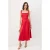 TRENDYOLMİLLA Dames Rood Effen Midi Mouwloos Stijlvol/Avond Skater Jurken