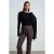 Dames Geribde Boot Hals Langsleeve Blouse