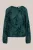 WE Fashion – Dames jersey top met structuur en glittergaren – Regular fit – Donkergroen –
