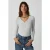 Geribde blouse met V-hals en knopen