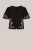 WE Fashion – Dames seersucker top met embroideries en ballonmouwen – Regular fit – Zwart – Katoen –