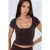 Slim Fit U-Hals Geribde Blouse
