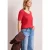 Street One Dames Basic Shirt met V-hals in effen kleur in Rood