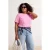 Trendyol Curve Dames Roze Effen Kort Regular fit Grote maten T-shirts