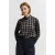 Bugatti Damen Blouse van viscose met grafisch ruitpatroon en lange mouwen