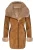 Dames merino schapenvacht jas met capuchon-antiek