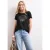 Street One Dames Shirt met ronde hals en foliedetails in Zwart