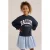 WE Fashion gestreepte sweatjurk met tekst – donkerblauw