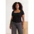 Trendyol Curve Dames Zwart Effen Kort Getailleerd Grote maten Blouses